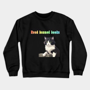 Pepe says... Read Banned Books Rainbow Colors Crewneck Sweatshirt